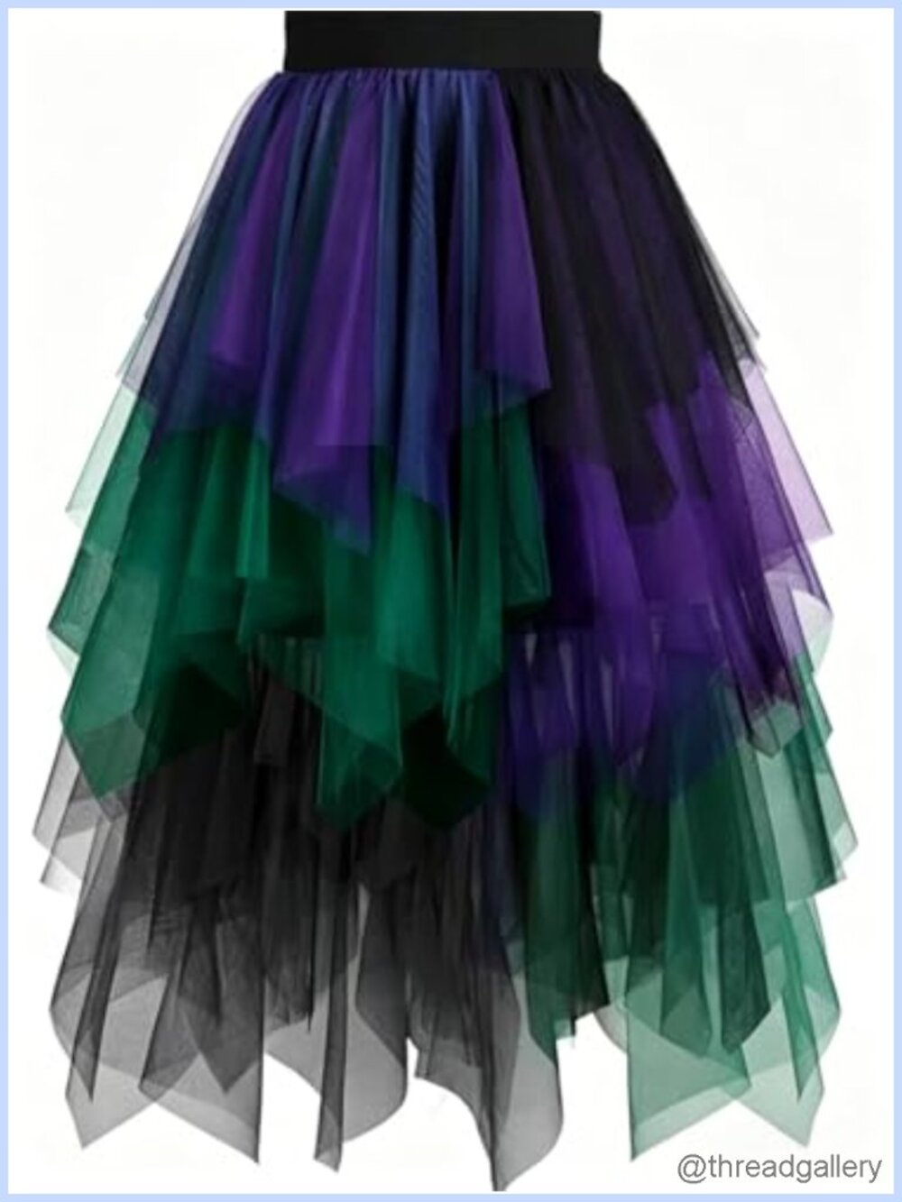 Tulle High Low Midi Skirt A-Line Irregular Tutu Party 80s Fairy Skirt Women's